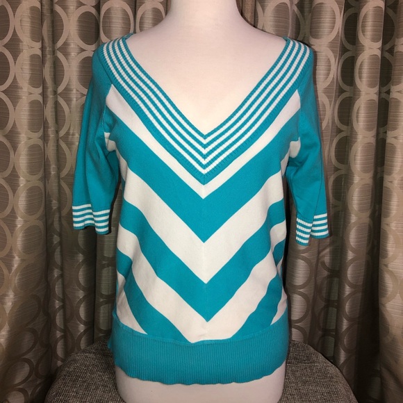 Color Block 3/4 Sleeve Sweater Top Sz Medium - Picture 1 of 5